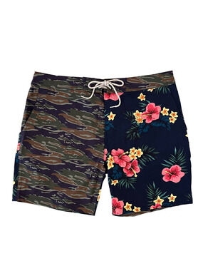 NWT J. Crew Men's Green Camo/Floral Print Swim Board Shorts -SZ 32